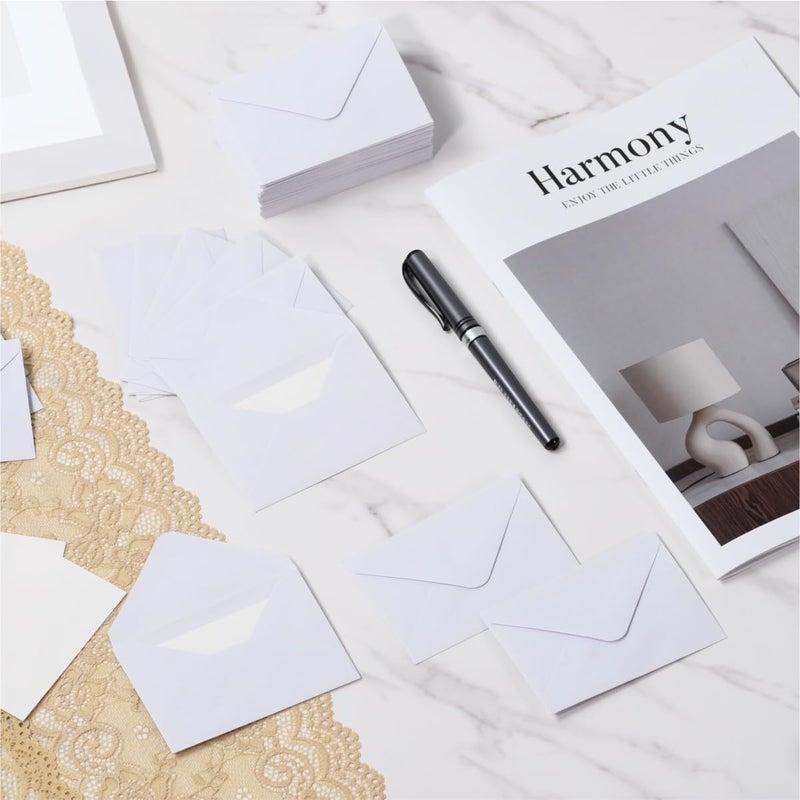 Keketer 100 Pack 4 x 2.75" Mini Envelopes 120GSM Gift Card White Envelopes Bulk Small Paper Gift Card Sleeves Greeting Card Business Card Brown Tiny Envelope Pockets for Card & Invitation - Image 5